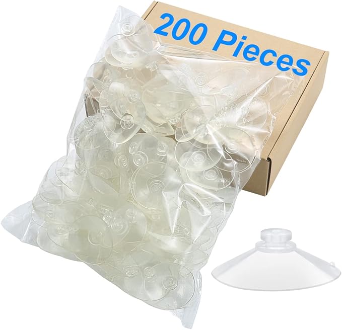 200 Pieces 2.2 inch Large Clear Suction Cups for Glass, Thick Without Hooks Without Holes, Professional Heavy Duty Sucker for Home Organization Window Decoration Bathroom Kitchen Bird Feeder