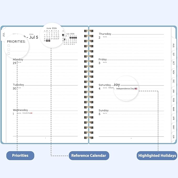 Planner 2026-2027, Weekly and Monthly Academic Planner, July 2026 - June 2027, Hardcover Calendar Agenda Book for School Year Planning, School Supplies for Teacher and Student, Letter Size(8.5'' x 11'')