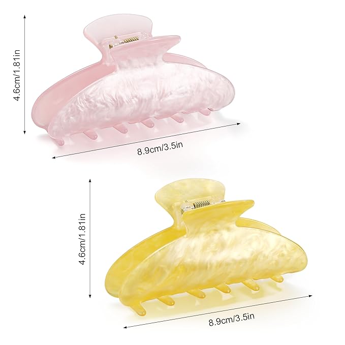 CWJCYTNSN 2 PCS Hair Claw Clips for Women Non-slip Hair Clips Strong Hold Large Hair Claw Clip for Thick Thin Hair Pink Elegant Hair Accessory for Girls