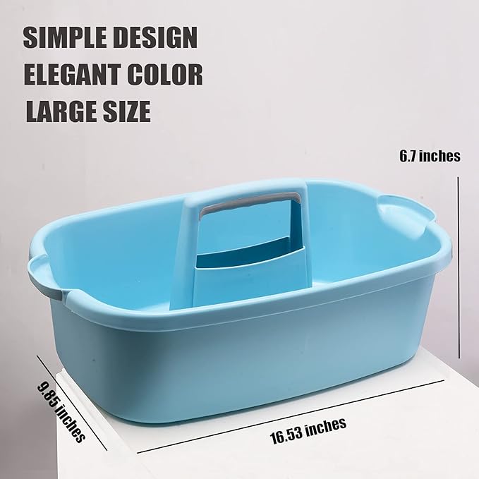 ALINK Large Plastic Shower Caddy Tote, Portable Storage Caddy Basket Organizer with Handle for Dorm, Bathroom, Tool, Garden, Kitchen, Cleaning Supplies – Blue