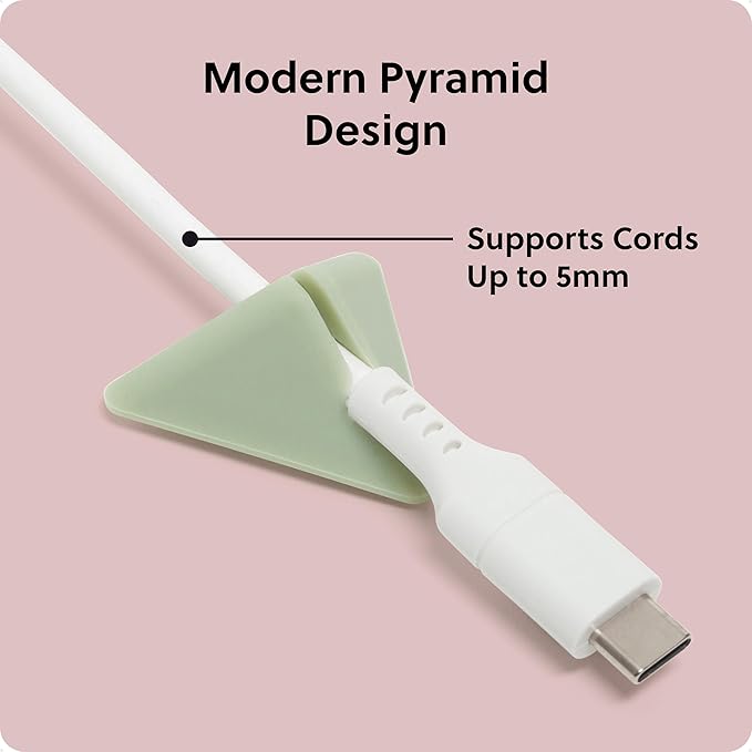 U Brands Adhesive Pyramid Cord Organizers, Set of 12 Cable Clips, Office Desk Accessories, Office Supplies, Assorted Colors