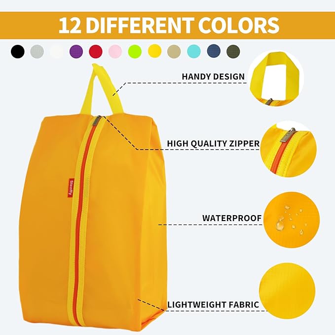 6pcs Portable Shoe Organizer, Travel Pouches with Zipper, Golf Shoe Bags, Clothes Bags, Soccer Cleats Bag Shoe Pouch for Gym, Waterproof, Odor-Resistant (Orange)