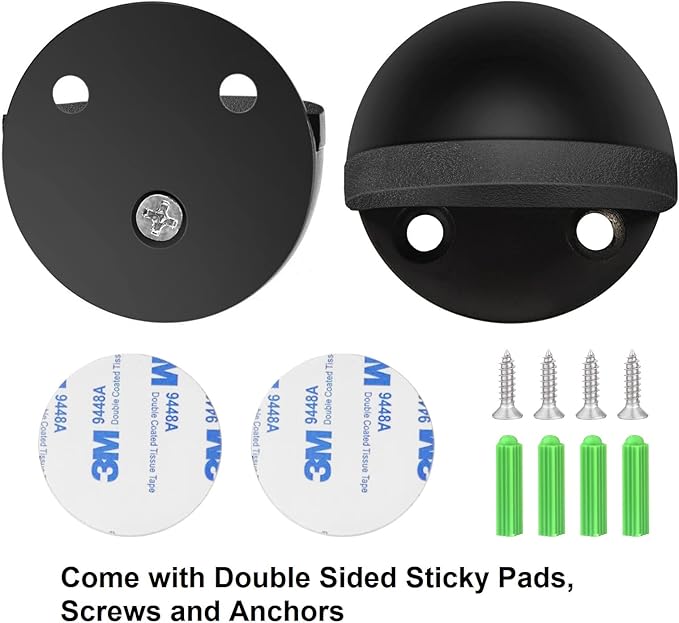 8 Pack Door Stoppers Self Adhesive Floor Mounted Door Stops No Drill Rubber Bumper, Stainless Steel Doorstop for Living Room, Bedroom, Bathroom, Office