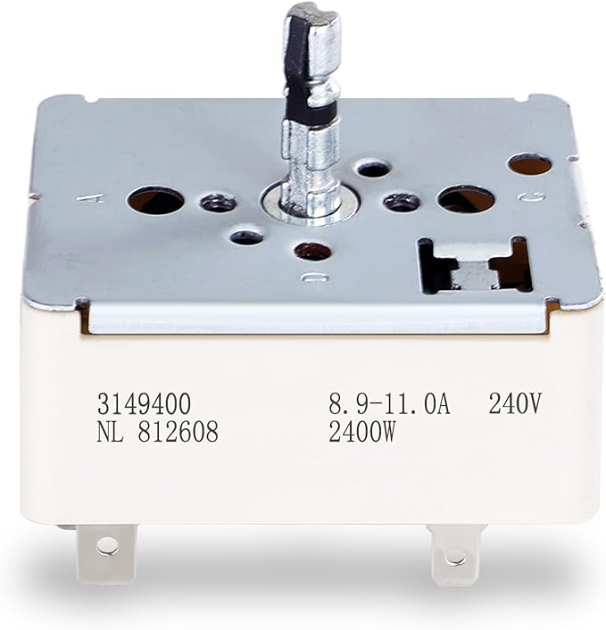 WP3149400 3149400 3148954 3148953 Range Burner Infinite Control Switch (8 Inch), Replace for WP3149404, 3148954, 314140, W10295573, 99989662, 311858, 311859, 310180, 311846, 3149400 Fits for Whirlpool