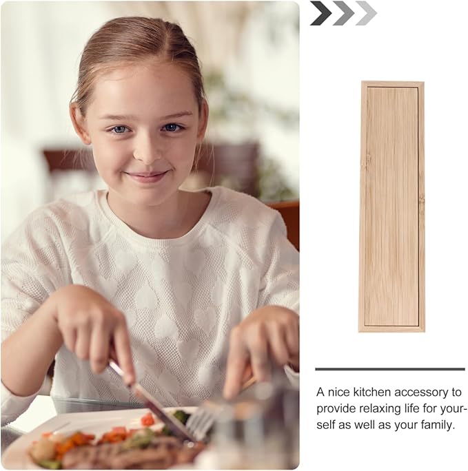 Bamboo Knife and Fork Storage Box with Sliding Lid Rectangular Flatware Organizer for Travel and Kitchen Drawer Compact 9.65X2.48X1.5 Inch Utensil Case
