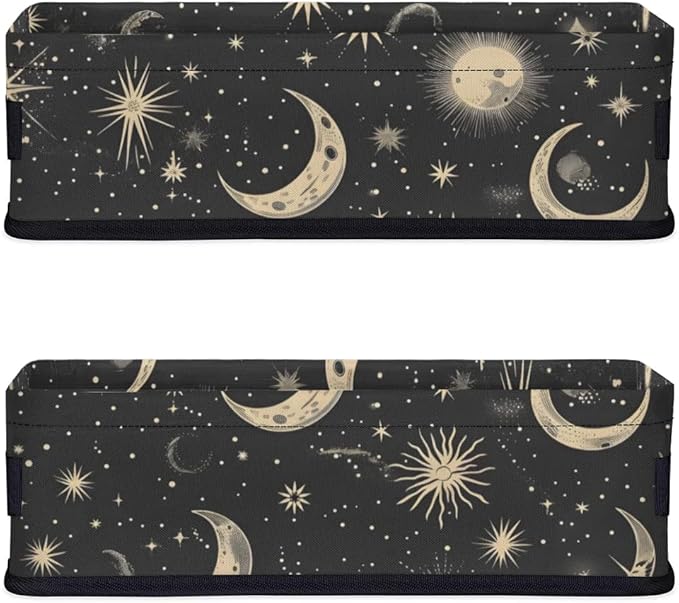 Moon Sun Small Bathroom Baskets for Toilet,Foldable Toilet Paper Tank Basket Organizer for Towels Storage Decorative Open Storage Bins for Home,Closet,Containers,Cabinet