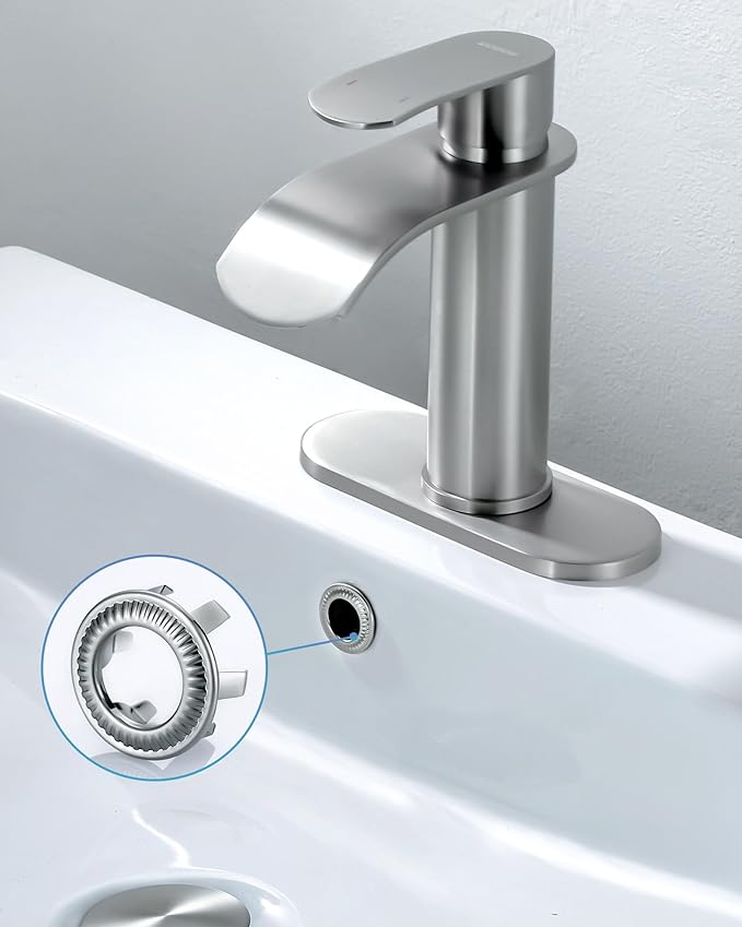 2 Pack Sink Overflow Ring, WOWOW Brass Sink Trim Overflow Cover Hole Insert Cap, Vanity Sink Trim Rings for Bathroom Kitchen Basin (Brushed Nickel)