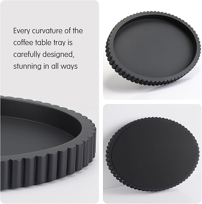 Oval Concrete Decorative Tray for Coffee Table Decoration 15" Modern Black Table Centerpieces Decorative Ottoman Tray for Serve Home Decoration Accent Bandejas Decorativas Gift