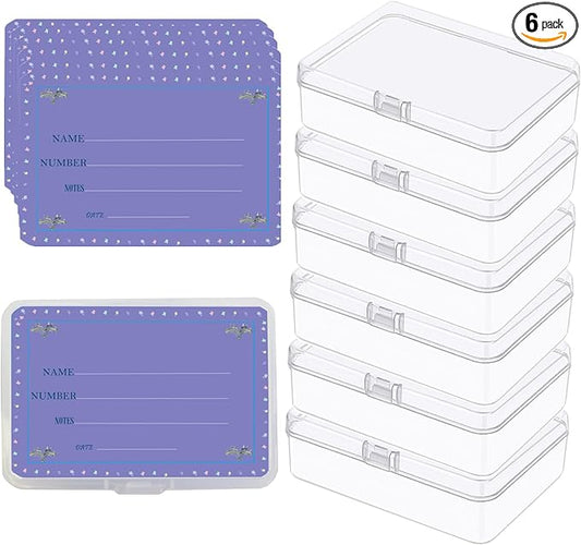 6 Pcs Small Plastic Containers with Lids & Labels, 3.8"x2.6"x1" Mini Storage Containers, Clear Rectangle Box Organizer for Beads, Jewelry, Crafts, Game Pieces, Small Item Storage