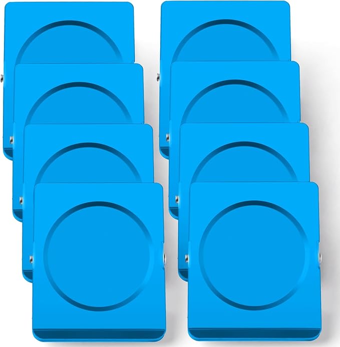 Grtard Strong Magnetic Clips, 2.2 Inch Extra Large Magnetic Clips Heavy Duty, 8Pack Magnet Clip for Fridge, Clip Magnets for Refrigerator, Whiteboard, Classroom, Kitchen, Office Organizer (Blue)