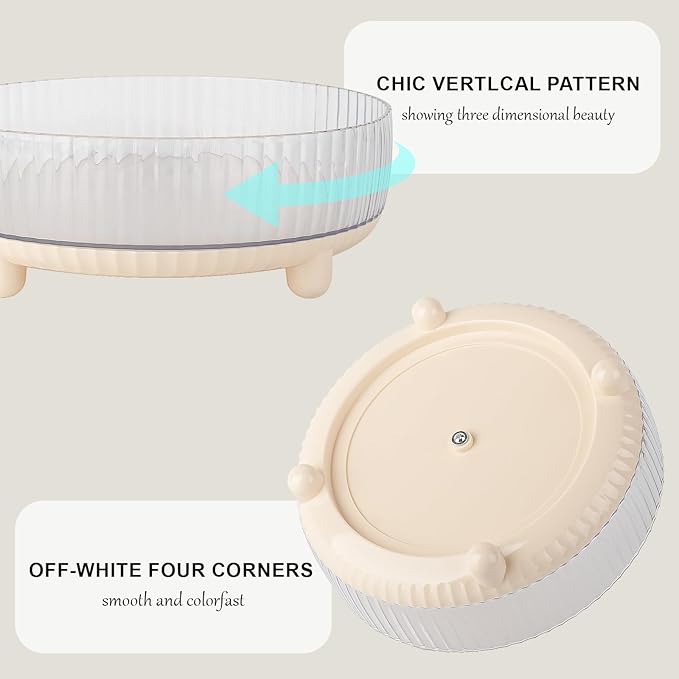 Anyoifax 360 Rotating Makeup Organizer Perfume Tray Skincare Holder Spinning Cosmetic Storage Bathroom Countertop Organizer Lazy Susan Turntable for Dresser, Vanity, Kitchen, Small Beige