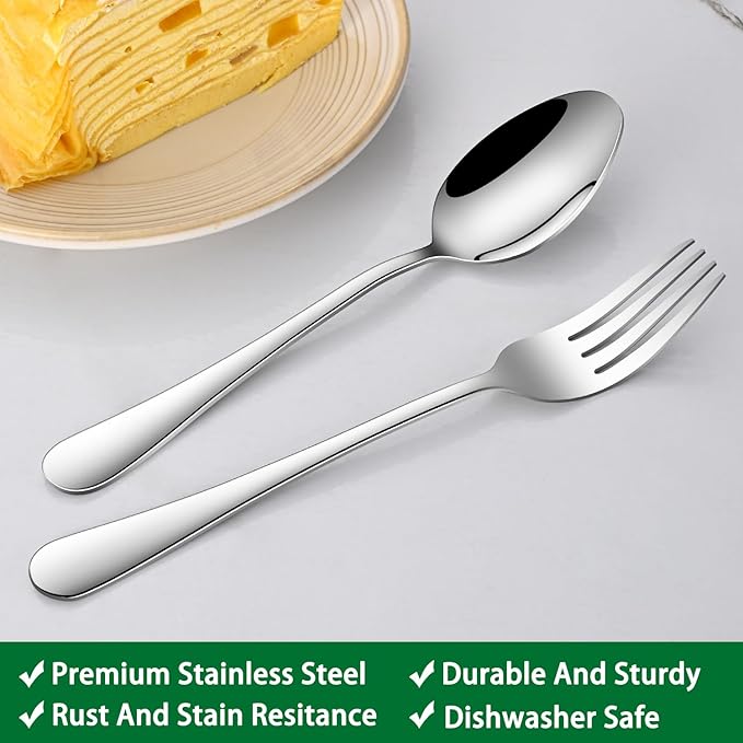 16-Piece 7.3 Inches Dinner Spoons,Stainless Steel Soup Spoons,Dishwasher Safe Tablespoon,Durable Silver Table Spoon Set For Restaurant,Hotel