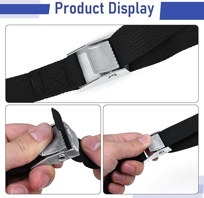 2 Sets 1"x 78"(6.5ft) Battery Tie Down Straps Kit with Stainless Steel Cam Buckle for Boats Battery Hold Down with Stainless Steel and SS Screws for Cooler,Battery Box,Fuel Tank,Luggage Belt,Cars