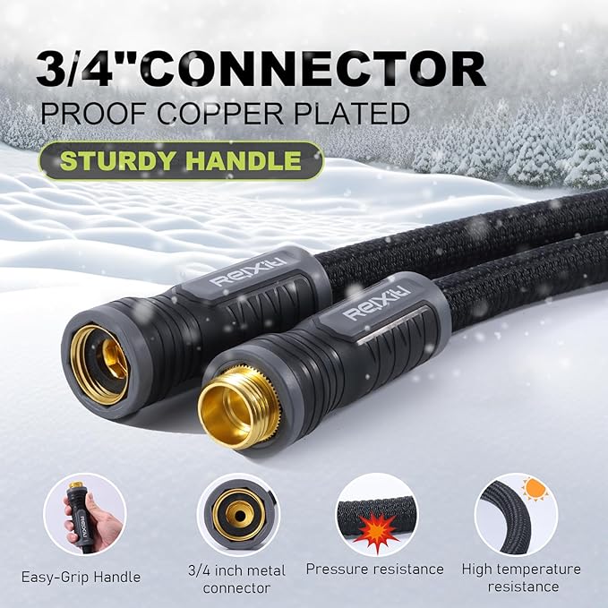 Relxitl Garden Hose, Flexible Water Hose, Ultra Lightweight Non-Expanding hose, Leak proof, Pressure Resistant for Yard, Outdoor (Black, 5FT)