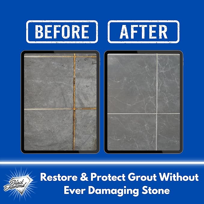 Ultimate Grout Cleaner for Tile Floors — Acid-Free Deep Cleaner Removes Grease, Dirt & Soap Scum Without Damaging Grout — Safe for Marble and All Natural Stone (1-Qt/1-G/ W/brush)