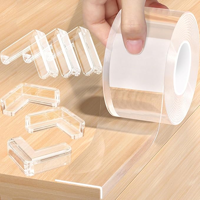 Clear Soft Corner Protectors for Furniture Strip, 2 in x 13.12 FT Edge Bumper with 6 Corner Guards, Window Edge, Wall Protector, Table Corner Protectors and Fireplace in Family