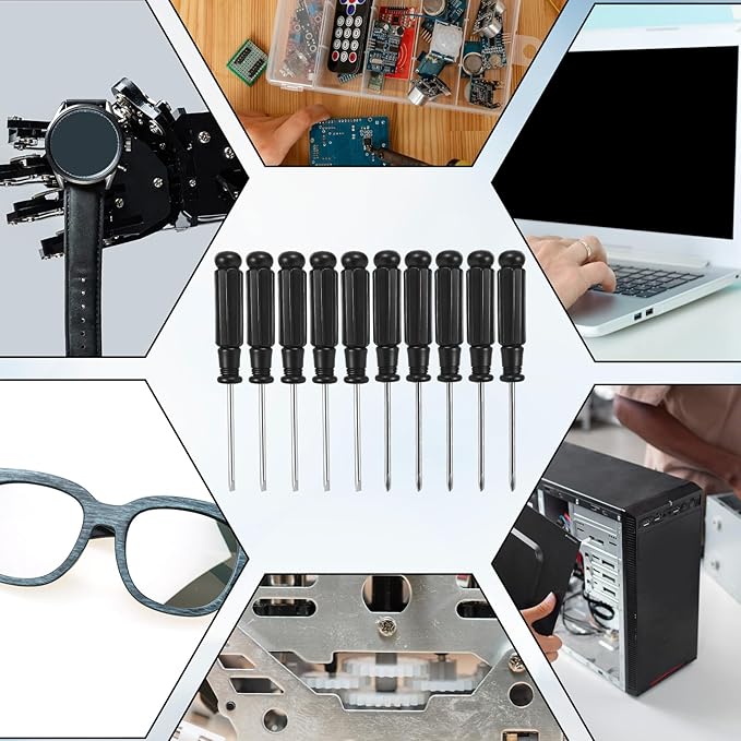 10 Pcs Mini Screwdriver Set, 5 Small Phillips Screwdriver and 5 Flat Head Screwdrivers Precision Repair Tool Kit Cross Pocket Tiny Screwdrivers for Eyeglasses Watches Laptops Small Appliances