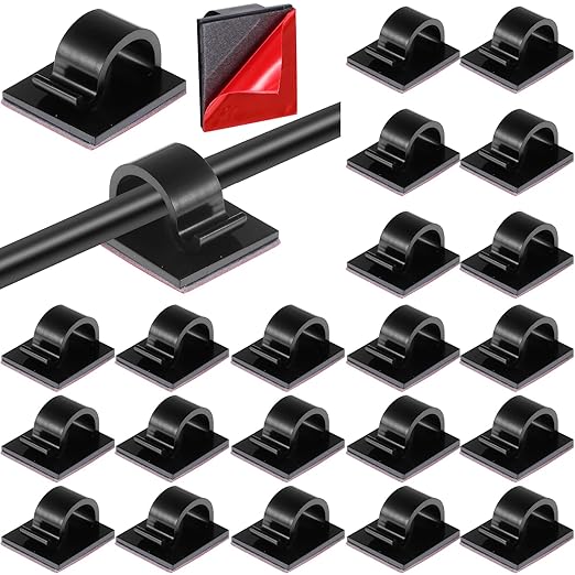 Namalu 240 Pcs Cable Clips Outdoor Wire Clip Adhesive Cable Hook Cord Organizer Holder R Shape Christmas Light Clip for Desk Wall Cable Management String Lights Fairy Light Decoration (Black, Medium)