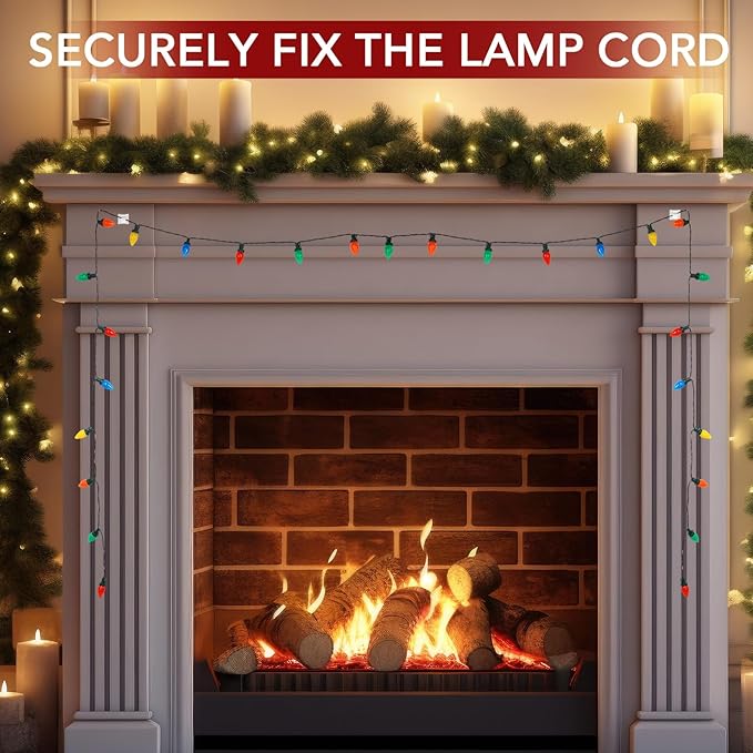 200 Pcs Outdoor Light Clips Clear Adhesive Cable Clips for Christmas Outdoor String Lights with Adhesive Strips Patio Decor for Wall Wire Holder for Hanging Cable Management Cord Organizer