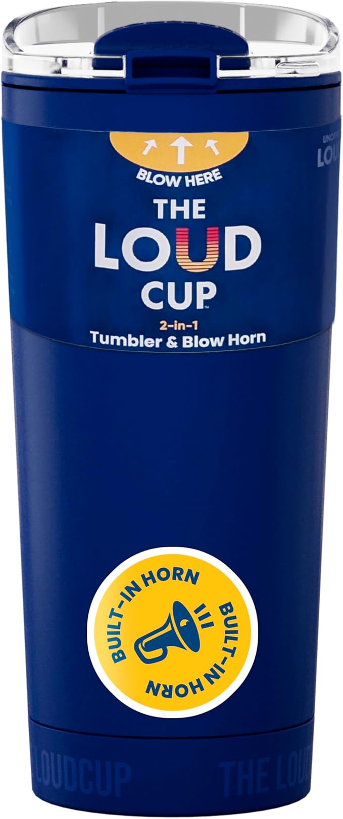 The LoudCup Blow Horn Tumbler, Cheer & Sip 2-in-1 Reusable Water Bottle with Built-In Horn for Sports Games, Tailgates, Parties & Events, BPA-Free