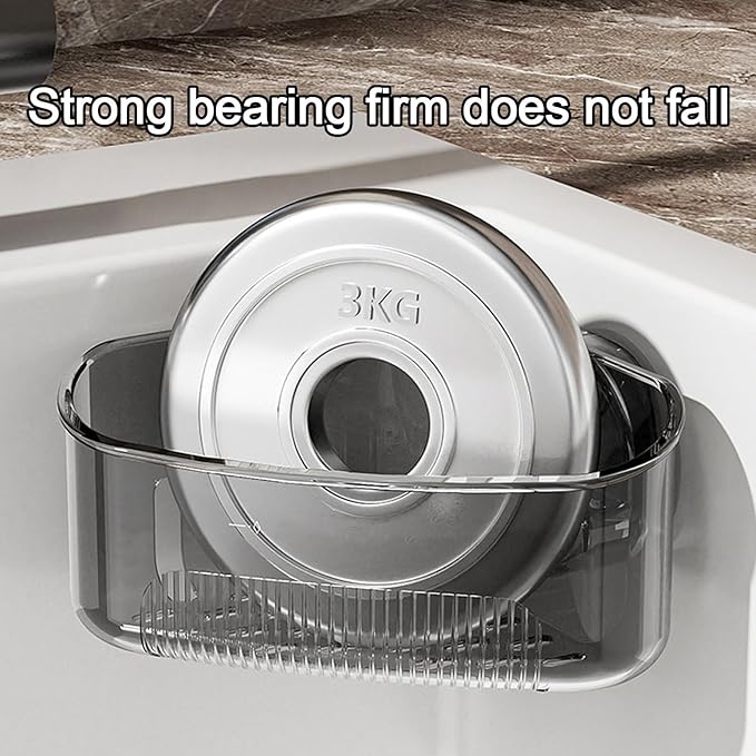 2PCS Sink Organizer Rack for Kitchen for Sponges, Scrubbers, Sink Corner Drain Box,with Adhesive Suction Cup Mount (Black)