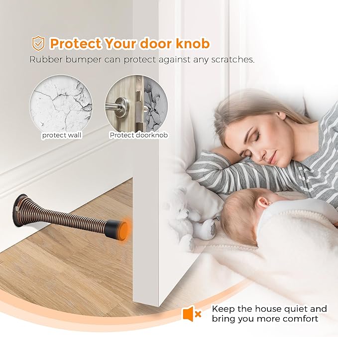 Ravinte Door Stoppers, 36 Pack Spring Door Stops with Rubber Bumper, Oil Rubbed Bronze Door Stoppers for Bottom of Door