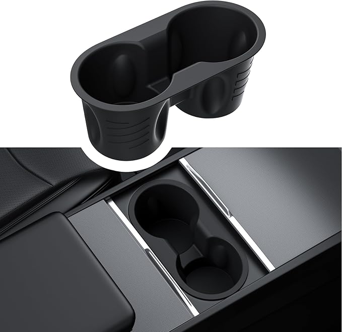 Motrobe Cup Holder Insert for 2025 2026 Tesla Model Y Juniper 2024 2025 2026 Model 3 Highland Anti-Shake Silicone Console Cupholder Tesla Accessories (Standard/Premium/Performance)