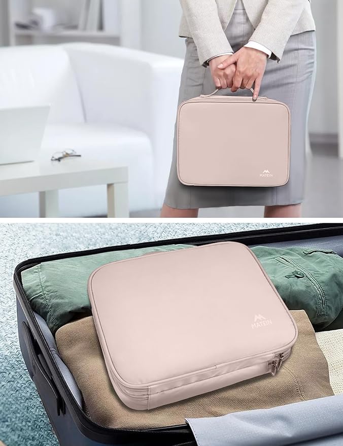 MATEIN Electronic Organizer Travel Case for Women, Double Layers Electronic Accessories Case with Handle, Portable Cord Organizer Travel for Cord, Charger, Phone, Earphone, Tablet, Pink Gift