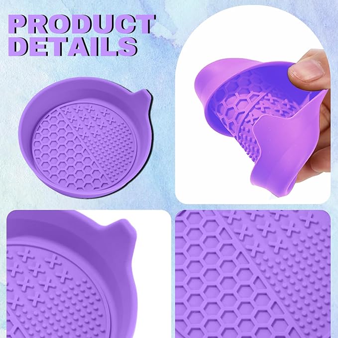 4PCS Car Cup Holder Coaster, Silicone Non-Slip Vehicle Insert Water Bottle Mat, Universal Insulation Drink Cup Pad Decor for SUV/Sedan/Truck, Automotive Interior Accessories (Purple)