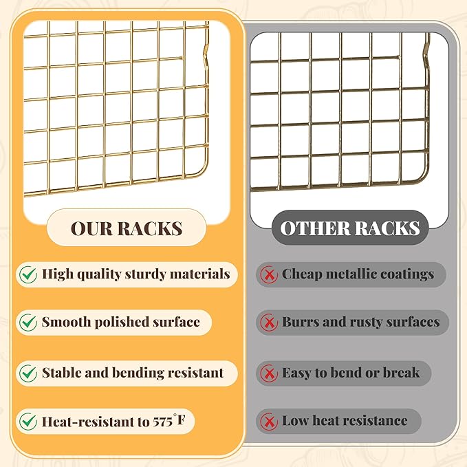 Cooling Racks for Cooking and Baking - 2 PCS 10" x 15" Grid Wire Baking Rack for Oven Cooking, Baking, Grilling, Roasting - Dishwasher Safe Bacon Rack - Fits Jelly Roll Cookie Sheet Pan