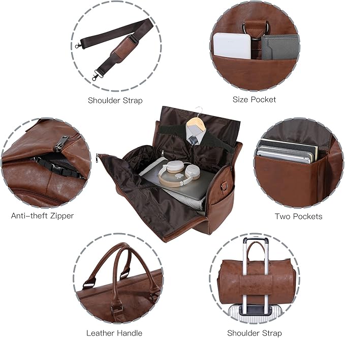 seyfocnia Convertible Travel Garment Bag, Carry-on Garment Duffel Bag for Men and Women - 2-in-1 Hanging Suitcase Suit Business Travel Bag