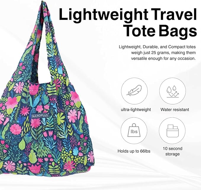 Compact Reusable Grocery Tote Bag – Lightweight, Foldable & Packable Shopping Bag for Travel