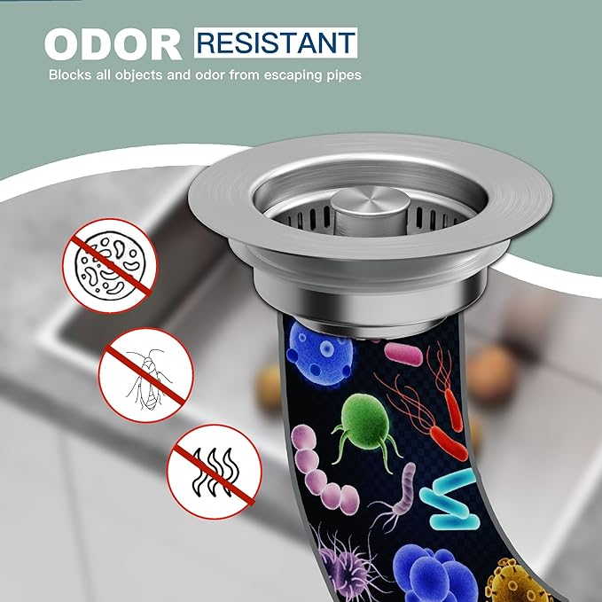 Sink Drain Strainer 3 in 1, 304 Stainless Steel Pop Up Sink Stopper, Anti-Clogging Sink Strainer, Kitchen Sink Strainer, Drain Cover and Kitchen Accessories for US Standard Sink(Silver)