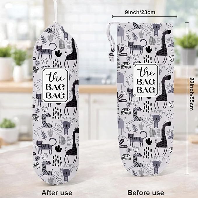 Animal Plastic Bags Holder, The Bag Bag Grocery Bags Holder for Kitchen Essentials, Reusable Hanging Grocery Sack Organizer, Stylish Reusable Plastic Sack Storage Dispenser for Home Kitchen Decor