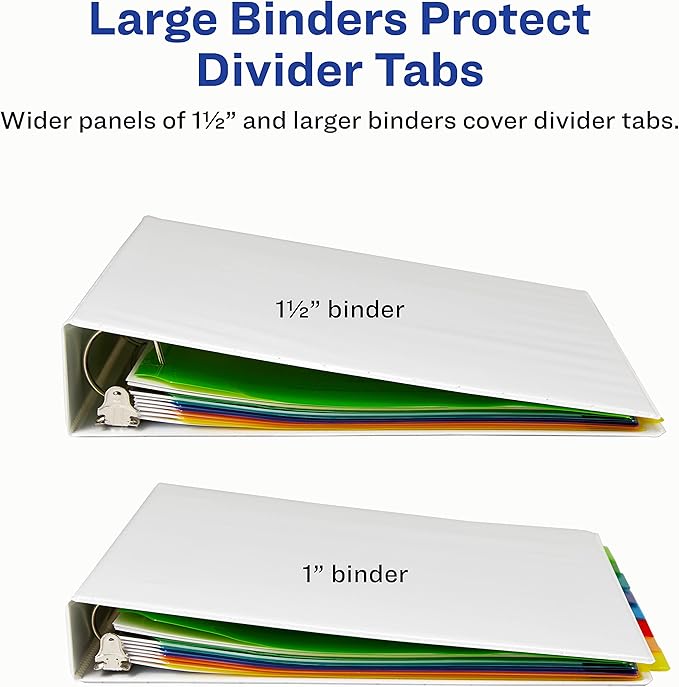 Avery Insertable Plastic Dividers for 3 Ring Binders, 8 Tabs per Set, Big Tabs, One Pocket, Multicolor Binder Dividers, Works with Sheet Protectors (11903)