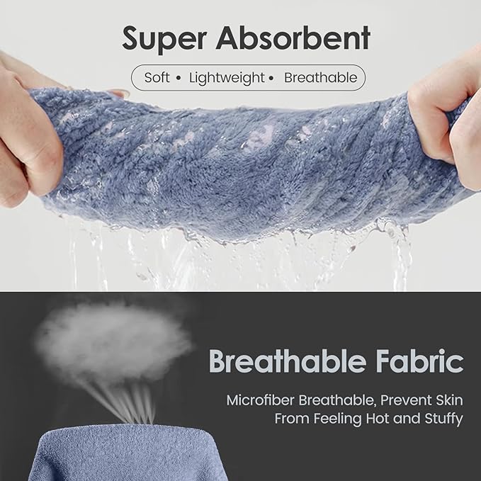 JML Microfiber Bath Towels, Ultra Soft, Super Absorbent, Fast Drying, No Fading, Large Body Towel Set for Shower, Gym, Suana, Sport, Travel, Fitness, SPA,Yoga (Coral Fleece Blue, 30 in x 60 in)