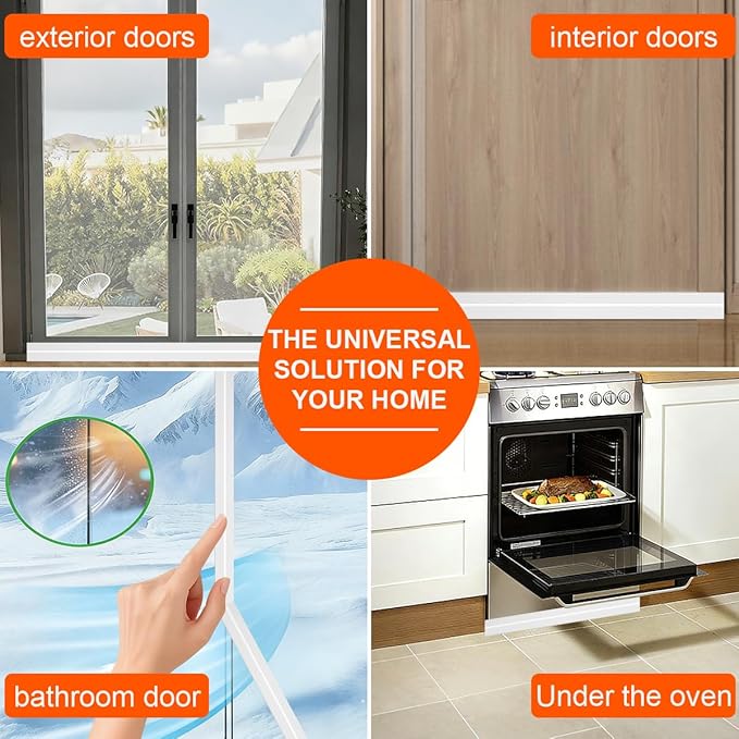 Door Draft Stopper for Bottom of Door, Adjustable Weather Stripping Door Seal for Cold Insulation, Under Door Sweep for Exterior & Interior Doors, Door Bottom Seal Blocker Noise (78inch,White)