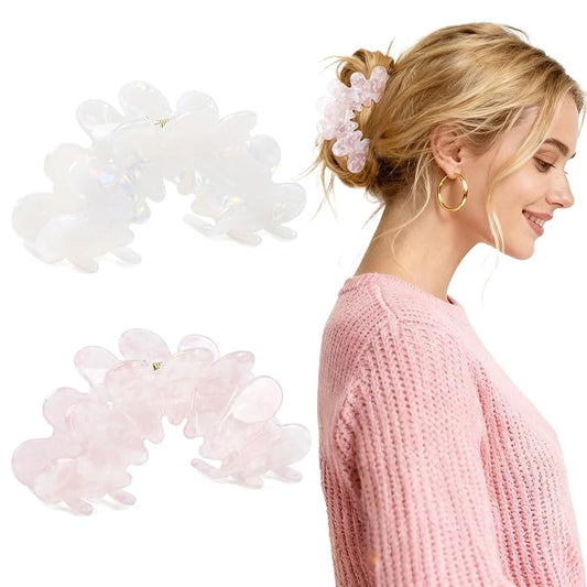 2 Pack Hair Claw Clips Women Large Tortoise Hair Clip French Design Barrettes Celluloid Leopard Print Accessories Jaw Clips for Thick Hair