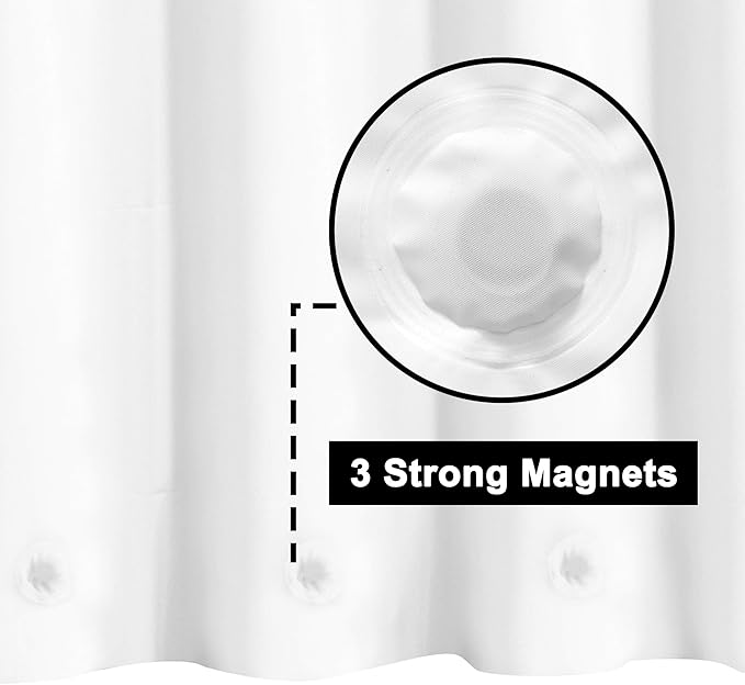 Barossa Design White Shower Curtain Liner - Premium PEVA, BPA & PVC Free, No Chemical Smell, Lightweight Shower Curtain with 3 Magnets, Metal Grommets - White, Standard Size (Pack of 2)
