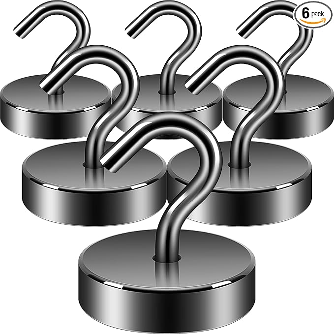 Neosmuk Magnetic Hooks, Cruise Ship Essentials, 80lb+ Heavy Duty Magnetic Hooks for Cruise Cabins, Refrigerator, Grill, Hanging, and Travel | Extra Strong Must-Haves Magnet Hook,Gunmetal