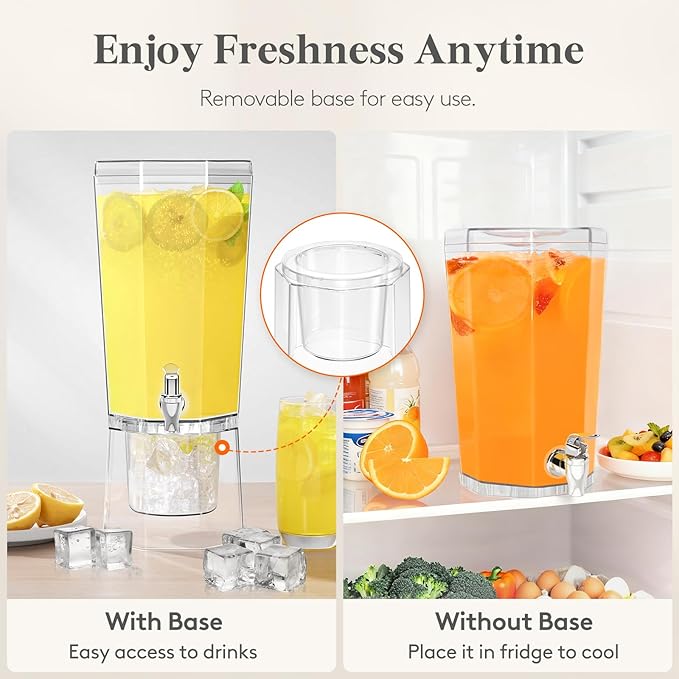 Lifewit 1 Gallon Drink Dispenser for Parties 3 Pcs, 4L Plastic Beverage Container with Stand for Juice/Tea/Soda & Lemonade, Clear Water Pitcher with Spigot for Mimosa Bar Hosting 39 x 16 cm/15x6"