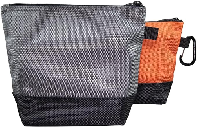 Klein Tools 55470 Utility Bag, Stand-Up Zipper Tool Bags, Tough 1680d Ballistic Weave, Reinforced Bottoms, Orange/Black, Gray/Black, 4-Pack