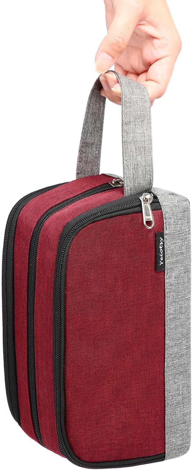 Yeiotsy Men's Travel Toiletry Bag – Color Clash Dopp Kit with Mesh Pockets, Durable Shaving Organizer for Gym, Camping & Weekend Trips