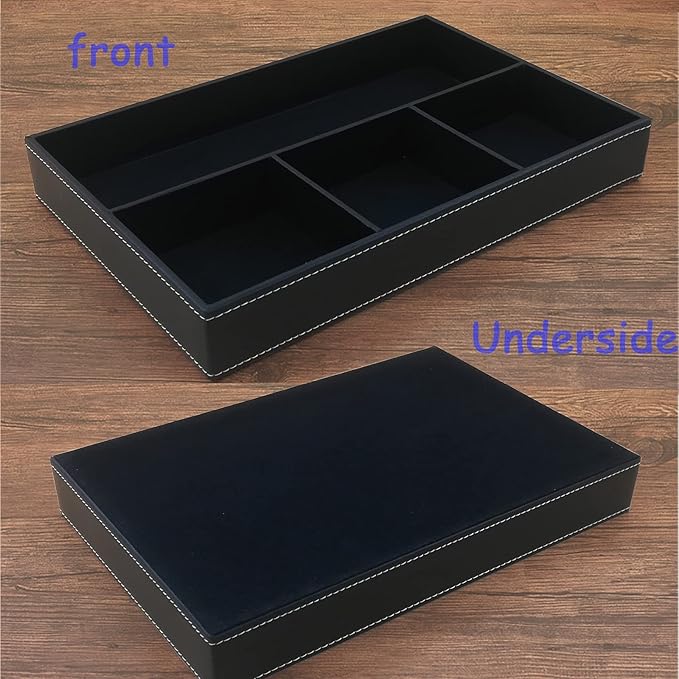 Desktop Glove Box, Nightstand or Dresser Organizer, Valet Tray, Entry Table Organizer, Dresser Storage Box,PU Leather Drawer Storage Decorative Trays.
