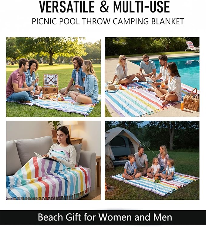 Oversized Turkish Beach Towel Blanket Cotton Giant XL Sandproof Towels Huge Linen XXL Extra Large Big Throw Quilt Blankets for Adults Cloud Travel Camping Glamping Accessories Essentials