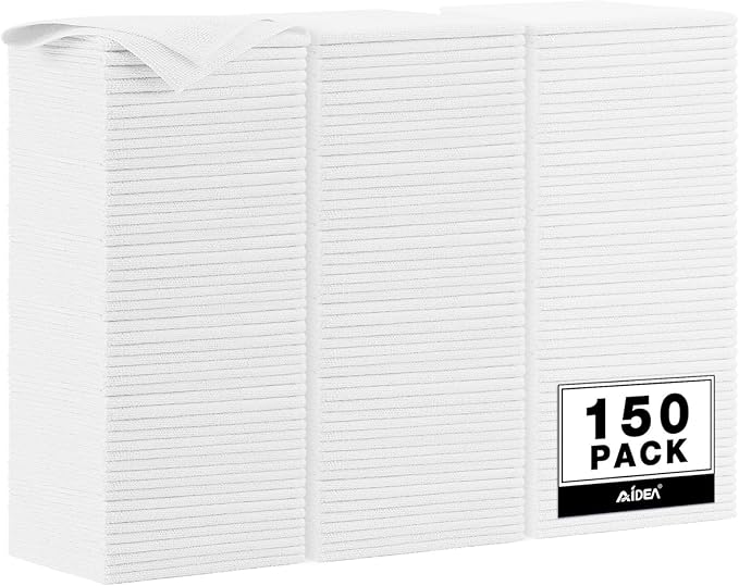 AIDEA Microfiber Cleaning Cloth White 150PK, Microfiber Towels for Cars, Premium Car Cloth, Dusting Cloths Lint Free Cleaning Rags for SUVs, House, Kitchen, Window, Workshops, 12×12"