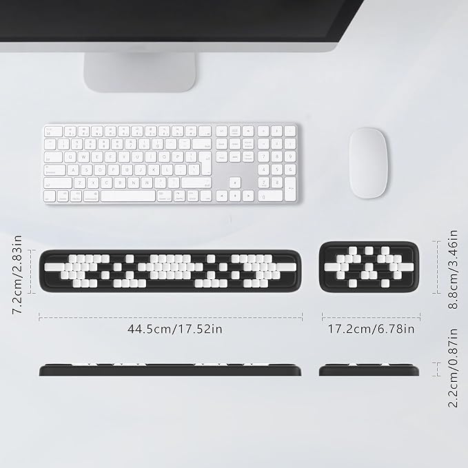 MEKASS Keyboard Wrist Rest, Ergonomic Wrist Pad, Soft Memory Foam Keyboard Hand Rest with Non-Slip Base, Easy Typing, Pain Relief, Comfort Support for Office Work Gaming Accessories (Black White)