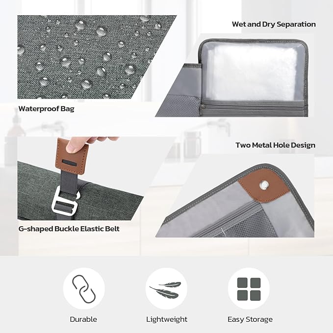 Toiletry Bag for Men, Travel Essentials Travel Toiletry Bag, Water-Resistant Compact Bathroom Roll Organizer for Hygiene, Shaving kit, Gifts for men (5.Mystery Gray(Polyster))