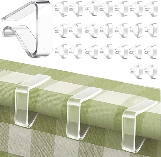 24 Pcs Clear Tablecloth Clips for Indoor Outdoor Tables, Plastic Table Cloth Holder Clips for Thick Tables, Picnic Table Clip Clamps Large