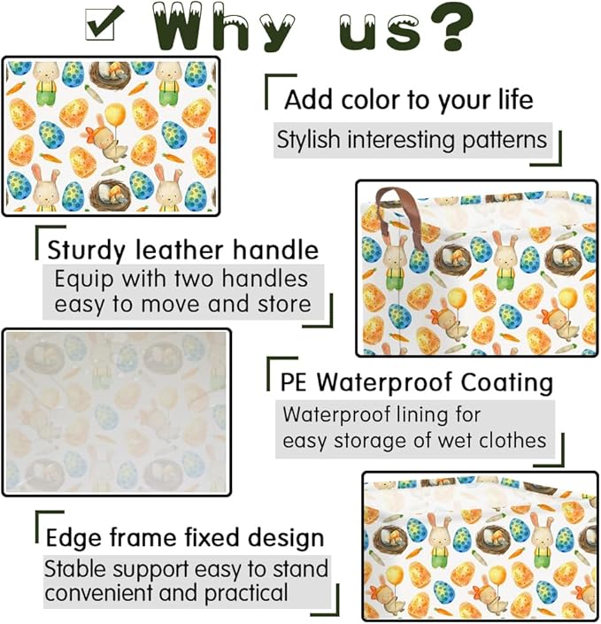 Rectangular Easter basket,Easter basket empty,Kids Storage Baskets for kids Bedroom,Gift bin,Kids Storage Bin,Easters gift baskets,Kids home Decor(Rabbit Easter egg)